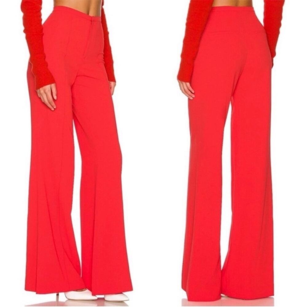 Alice + Olivia Dylan High Rise Wide Leg Pants in Poppy Red 6 - Picture 7 of 9